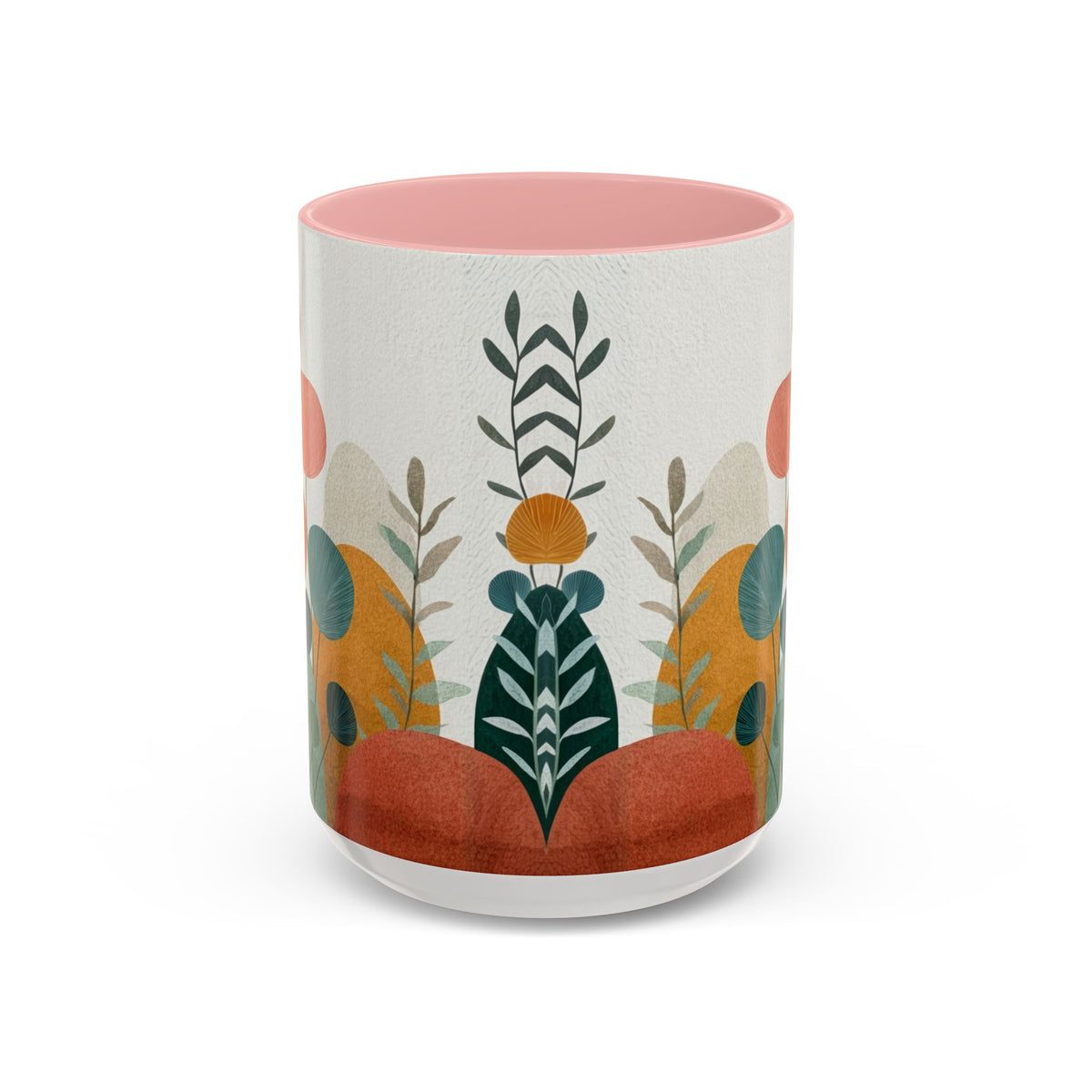 Mid-Century Boho Floral Accent Mug | Abstract Botanical Coffee Cup