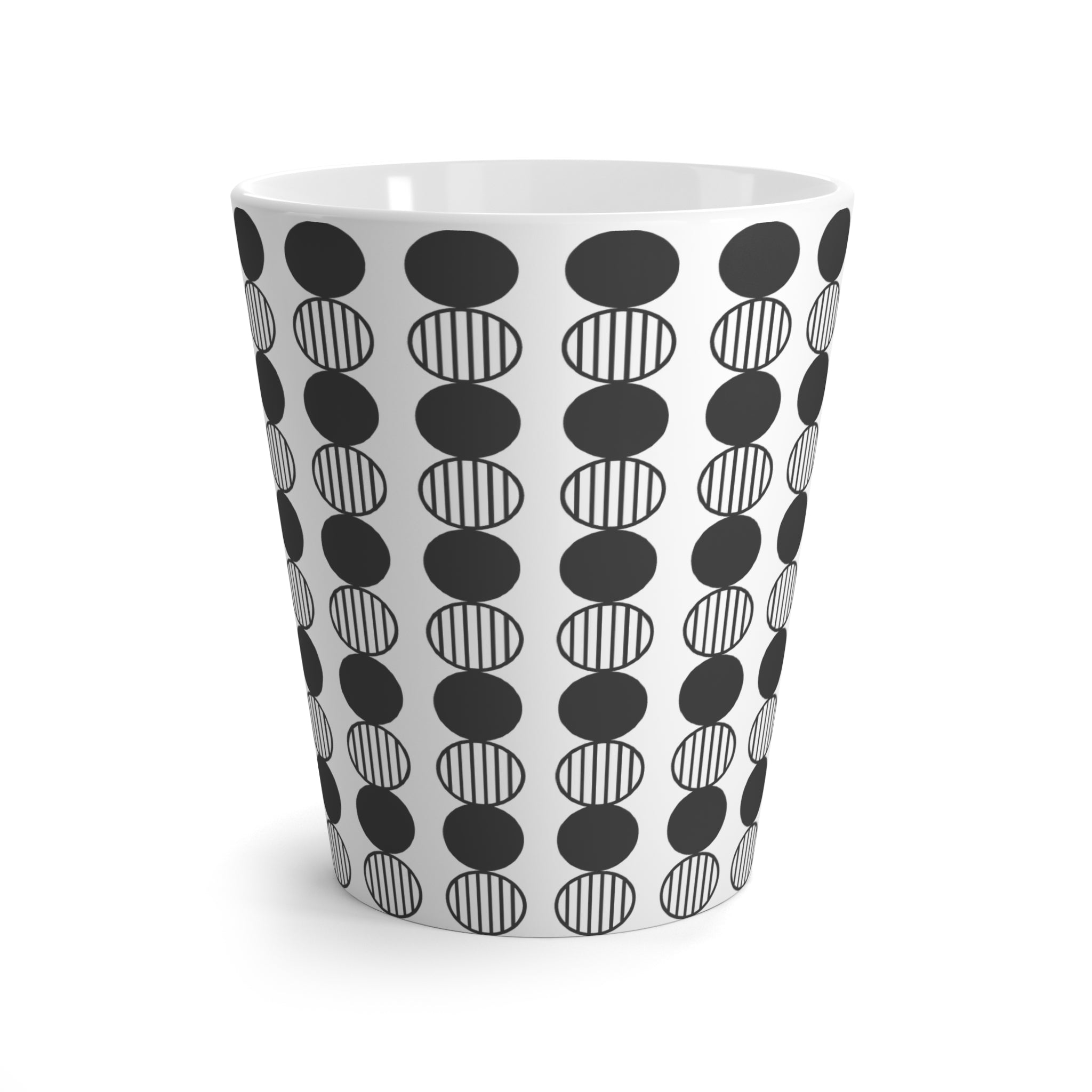 Mid-Century Modern Coffee Mug, Black and White Geometric Pattern, Minimalist MCM Drinkware