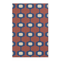 Mid-Century Geometric Area Rug | Retro Hourglass Pattern in Blue Terracotta Cream