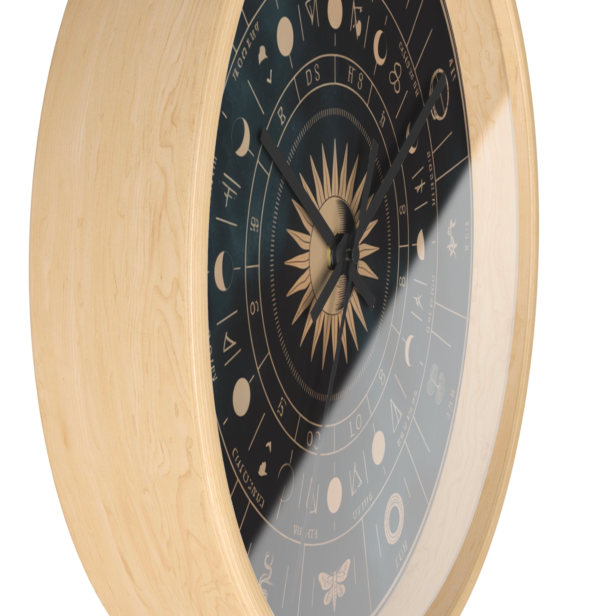 Eclipse Sun Occult Chart Wall Clock | Alchemical Glyphs, Antique Gold