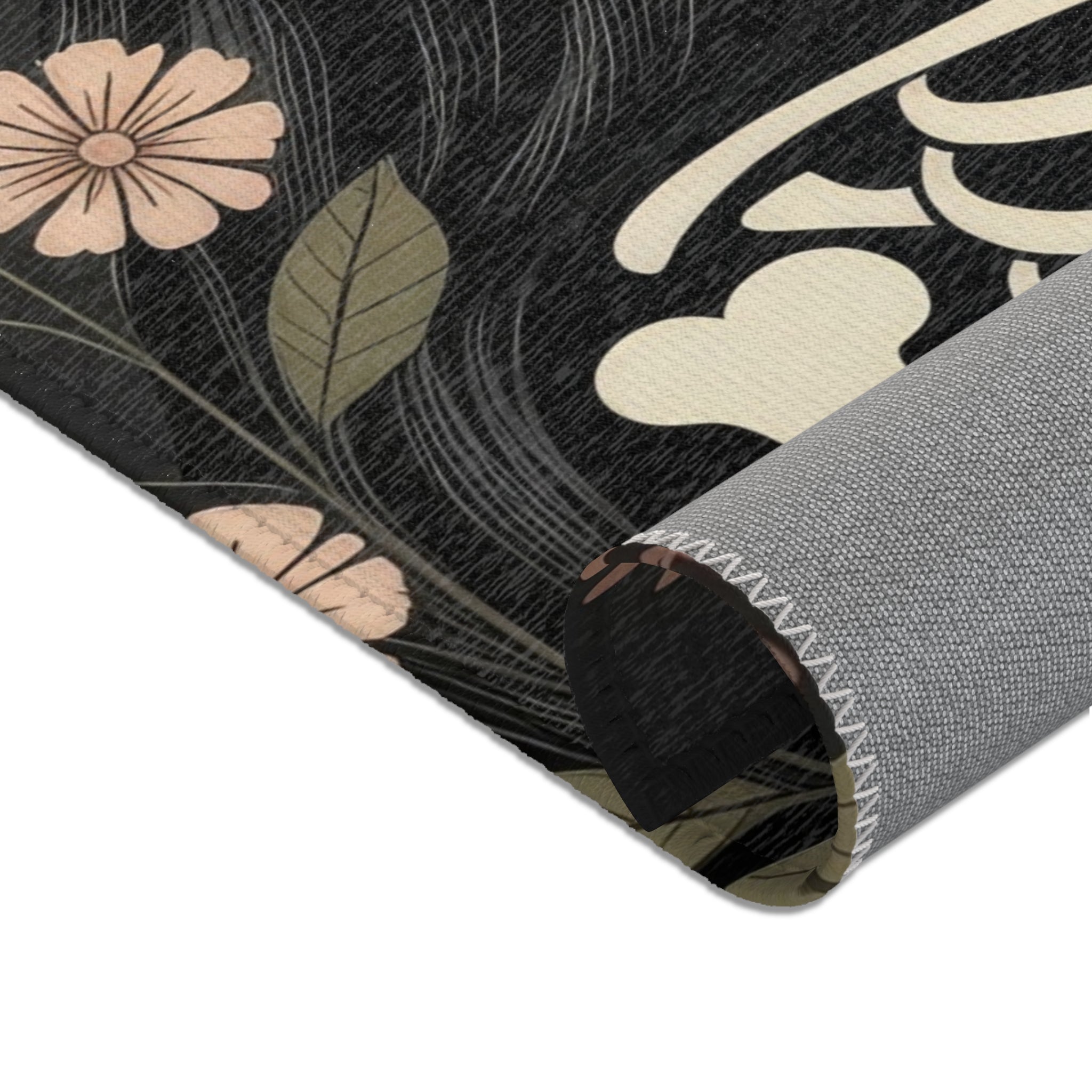 La Catrina Sugar Skull Area Rug | Gothic Floral Ceremony, Charcoal Burgundy