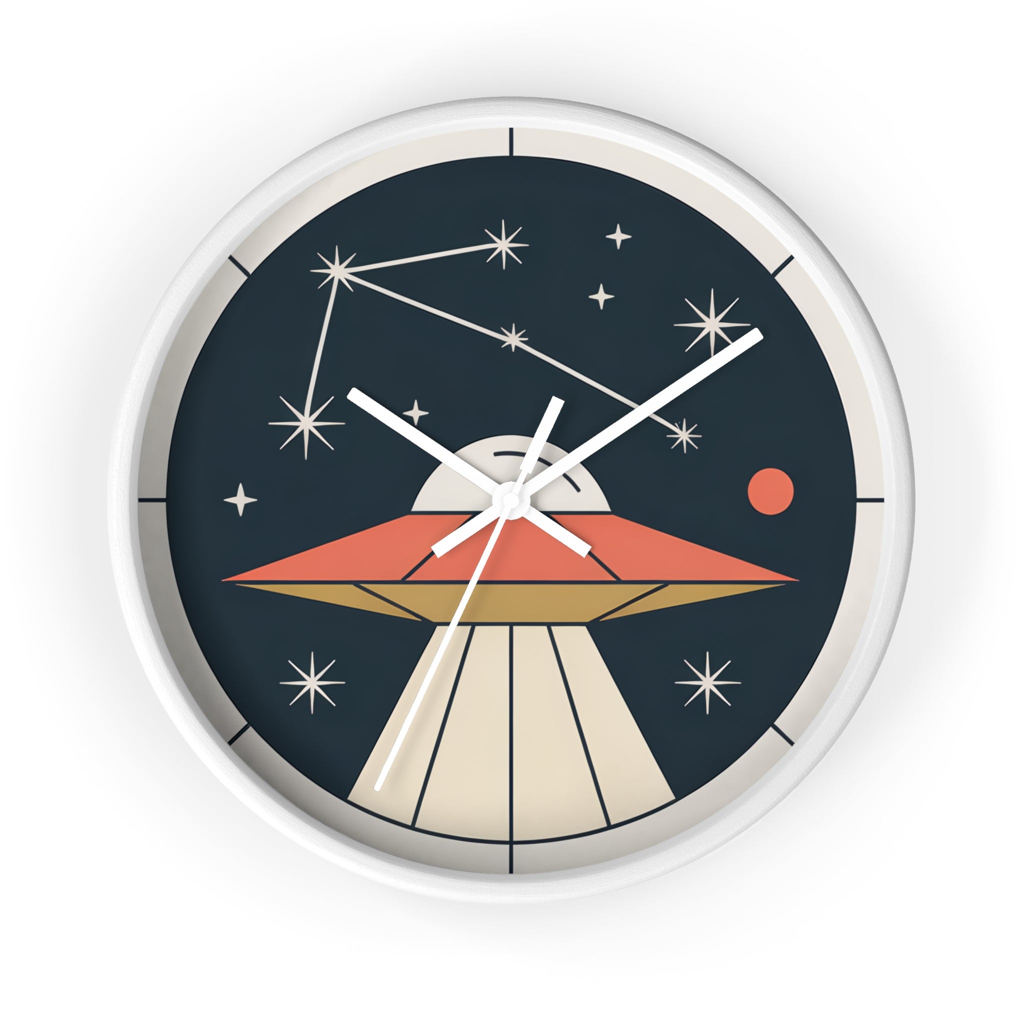 Mid Century Modern Clock, UFO Constellation Wall Clock, Minimal Space Age Decor, Atomic Star Diagram, Retro Sci Fi