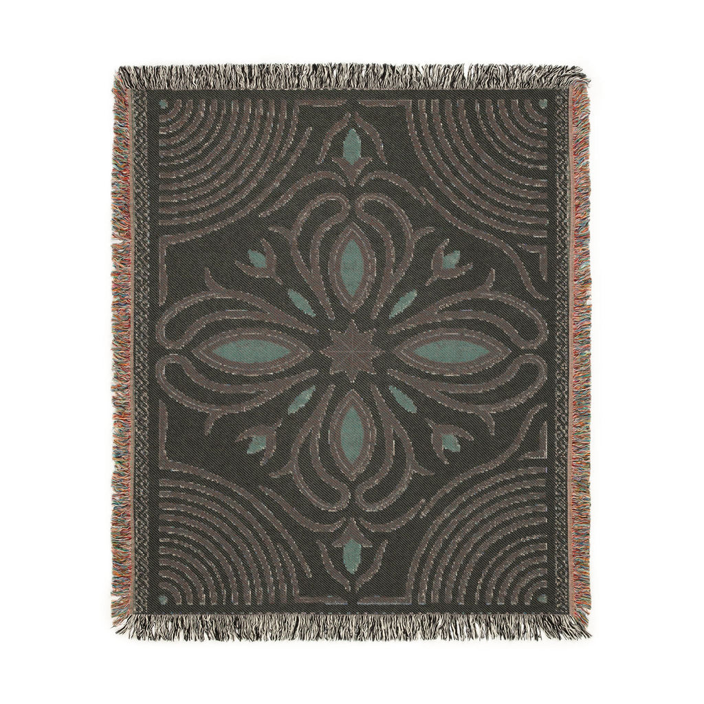 Boho Floral Medallion Woven Blanket | Southwestern Tile Pattern, Fringe Throw