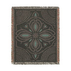 Boho Floral Medallion Woven Blanket | Southwestern Tile Pattern, Fringe Throw