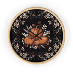 Autumn Pumpkin Wall Clock | Black Floral Fall Decor