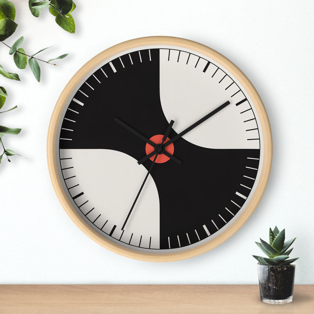 Atomic Mid-Century Modern Pinwheel Wall Clock | Retro Geometric Decor