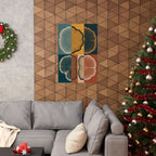 Tree Ring Abstract Poster | Teal Mustard Japandi Decor