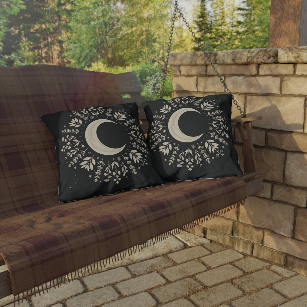 Crescent Moon Outdoor Pillow | Celestial Boho Patio Decor