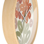 Retro Botanical Flower Wall Clock | Coral Terracotta Sage