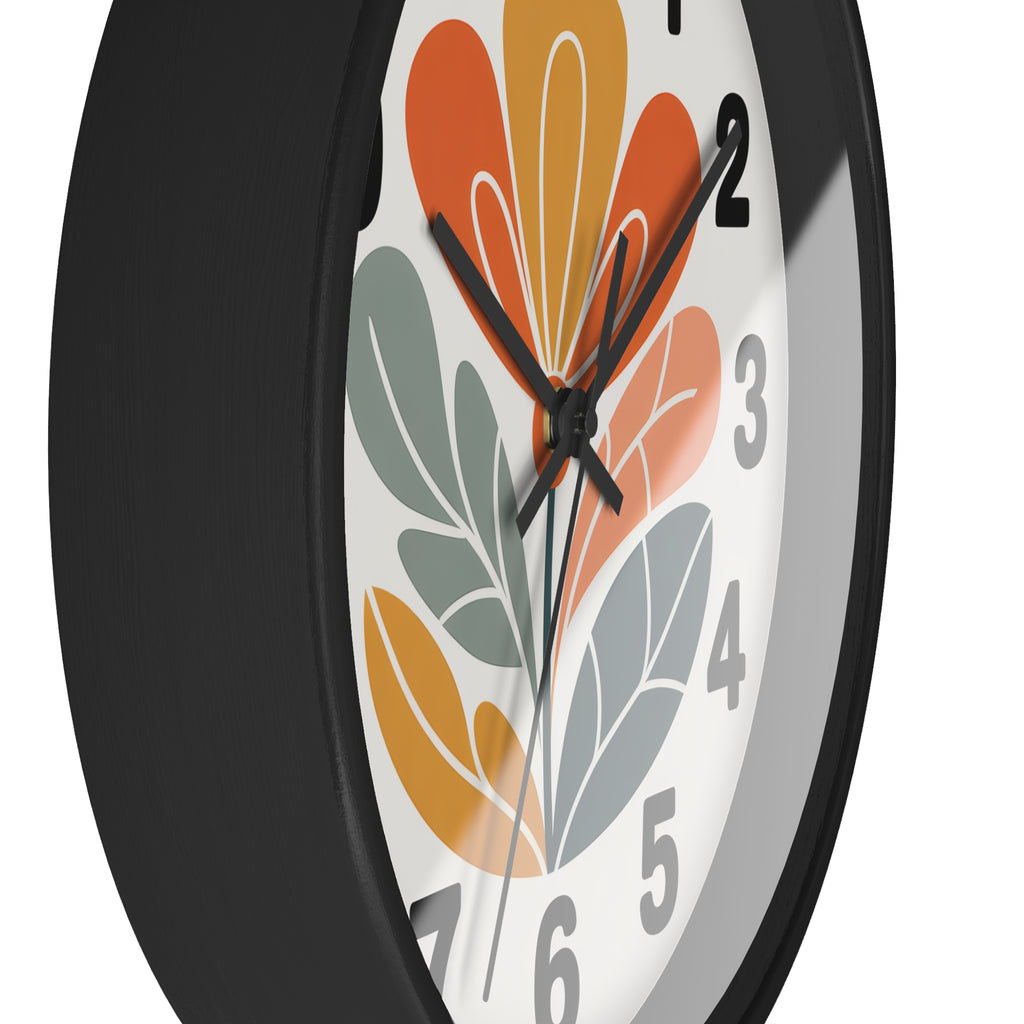 Mid-Century Graphic Flower Wall Clock | Scandinavian Retro Floral Clock