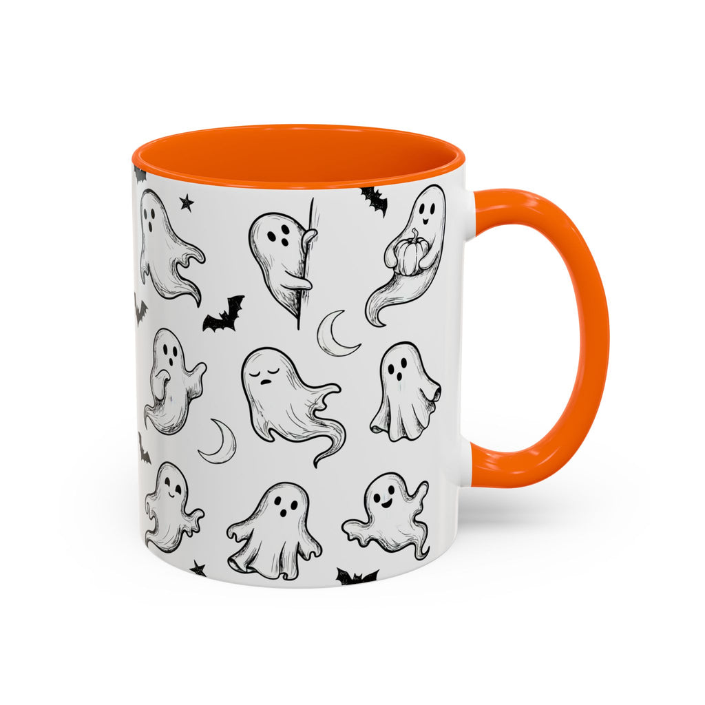 Hand-Drawn Ghost Accent Mug | Cute Halloween Coffee Cup