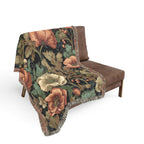 William Morris-Inspired Poppy Woven Blanket | Floral Throw