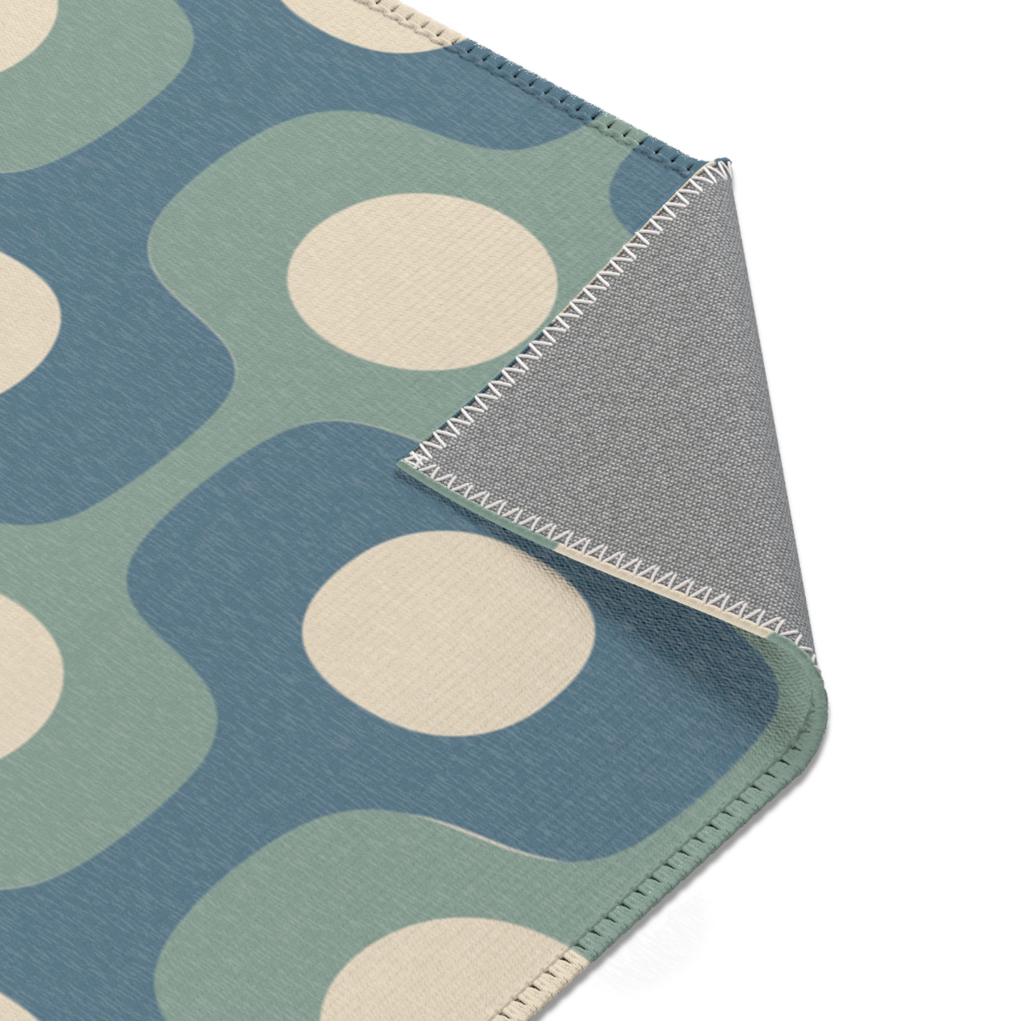 Halo Mid-Century Geometry Area Rug | Blue Sage Cream Nursery Rug