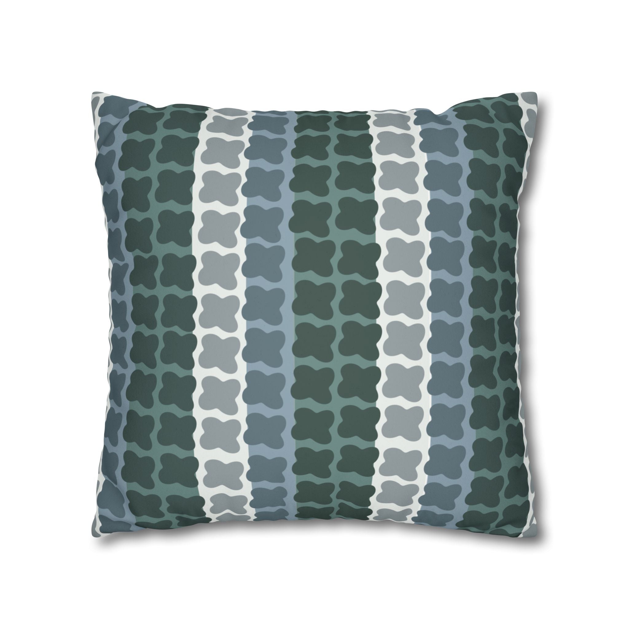 Mid Century Modern Geometric Pillow Cover | 1960s Inspired Retro Green Pattern | Faux Suede MCM Throw Pillow Cover