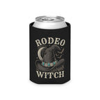 Black Rodeo Witch can cooler with distressed Western cowboy hat artwork