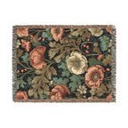 William Morris-Inspired Poppy Woven Blanket | Floral Throw