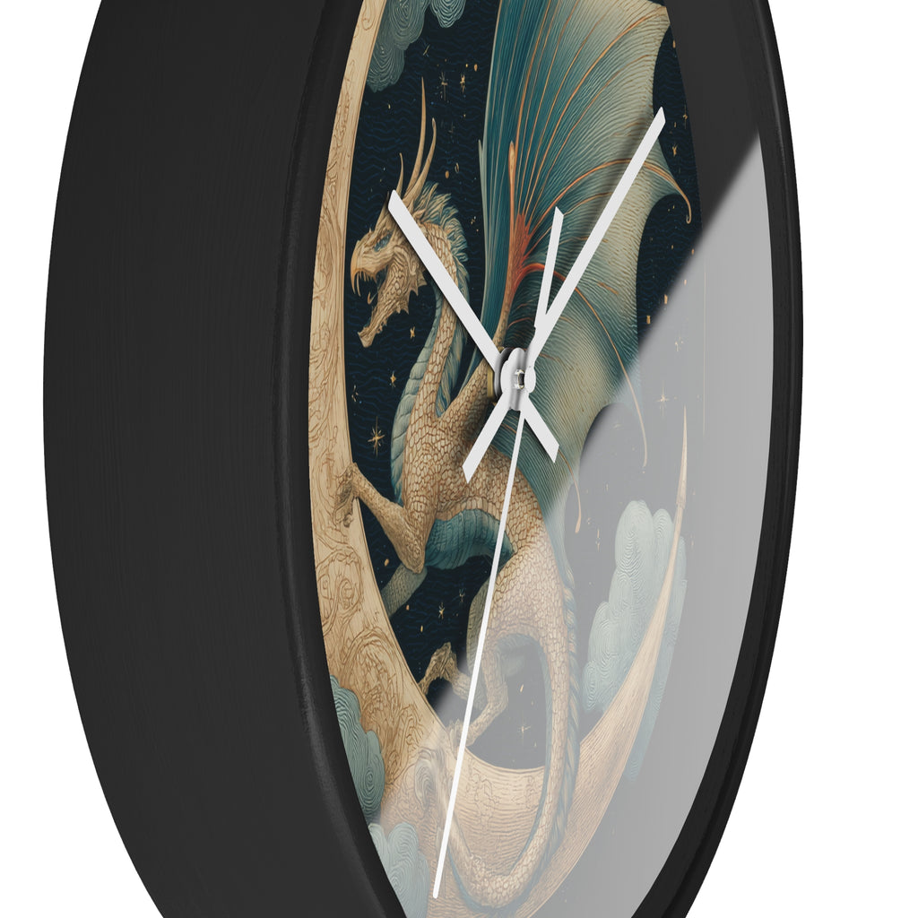 Dragon Crescent Moon Wall Clock | Midnight Stars Emblem
