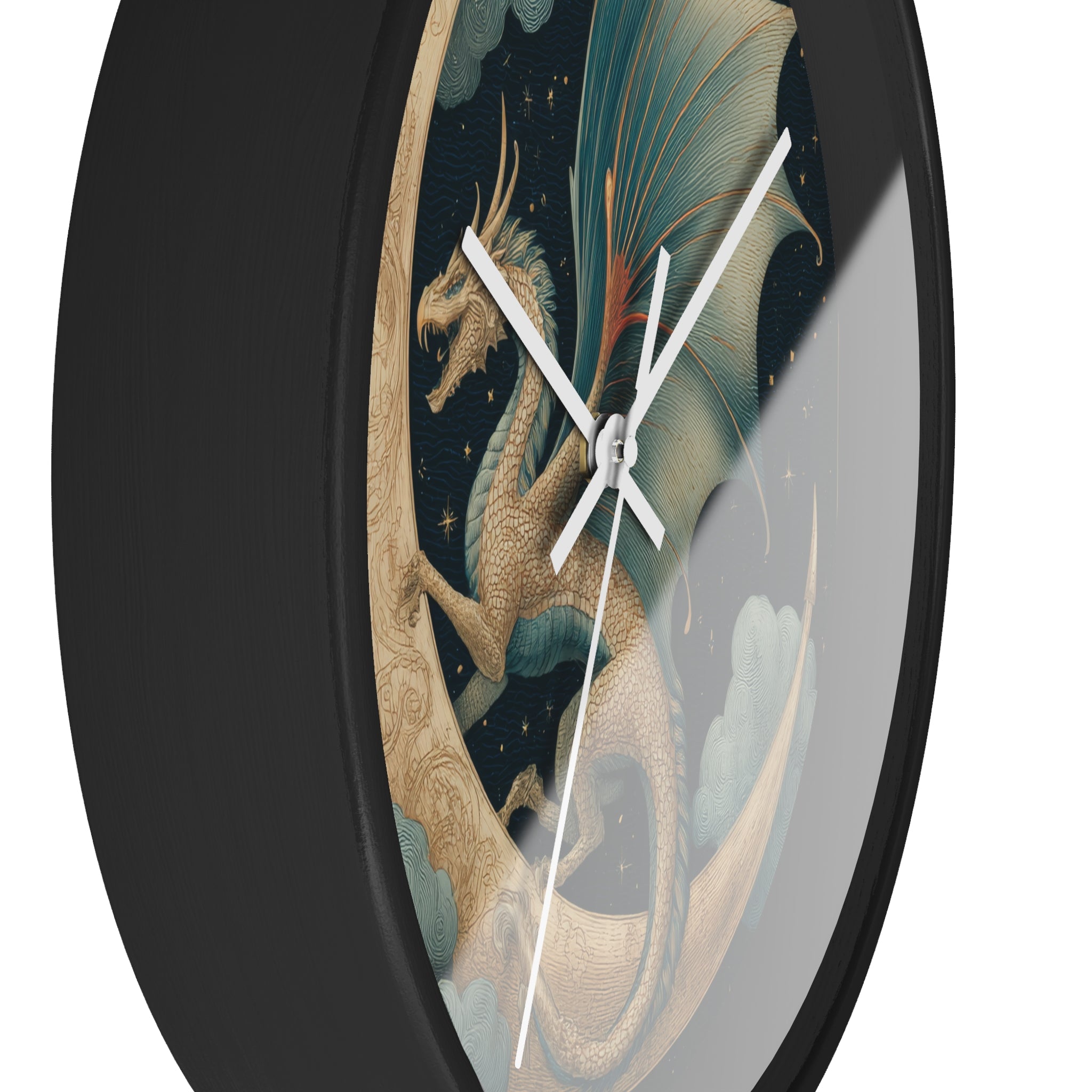 Dragon Crescent Moon Wall Clock | Midnight Stars Emblem