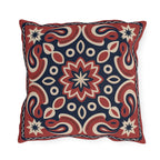 Red & Navy Paisley Outdoor Pillow | Boho Patio Decor