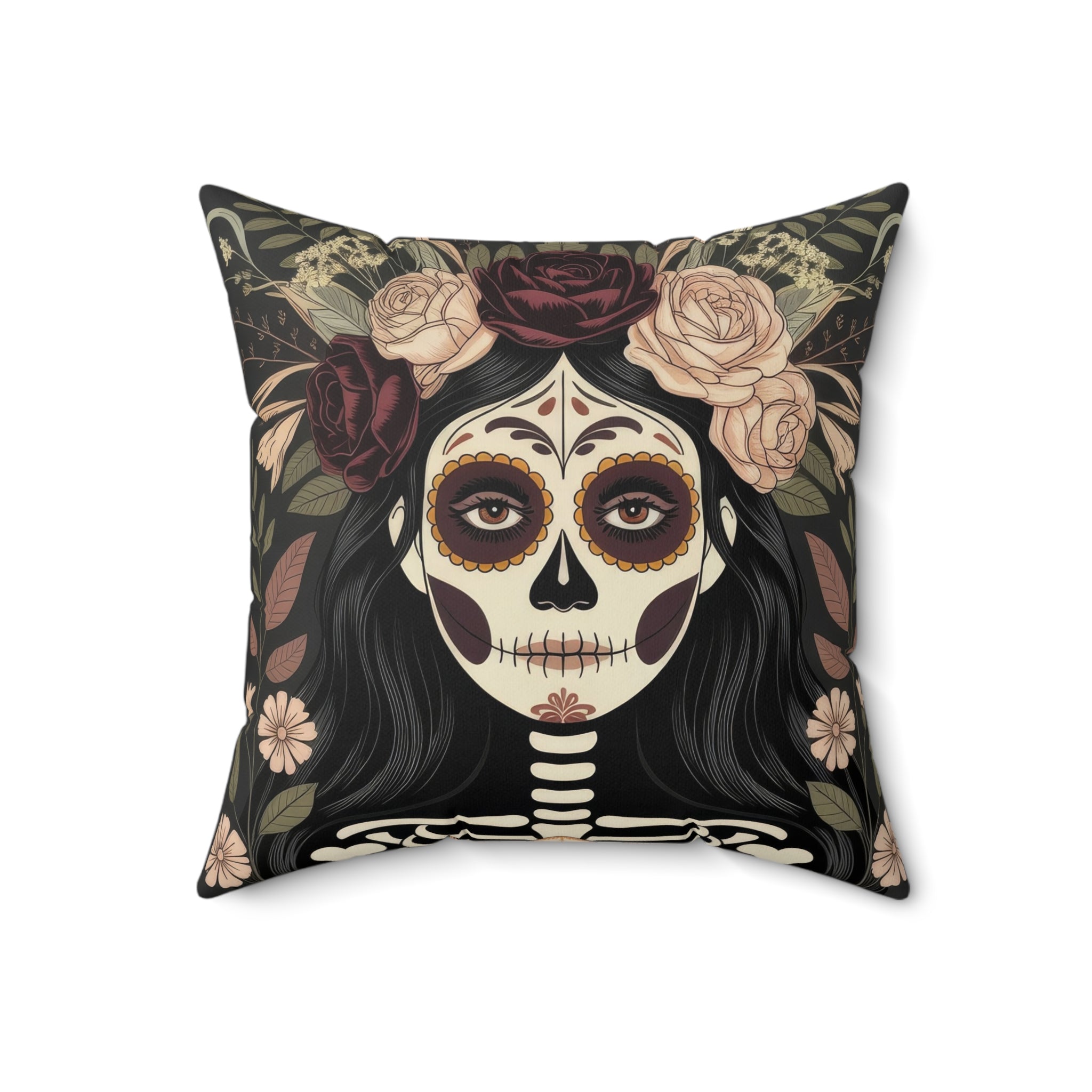 La Catrina Skull Gothic Throw Pillow