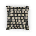 Black woven pillow with irregular cream dash grid pattern