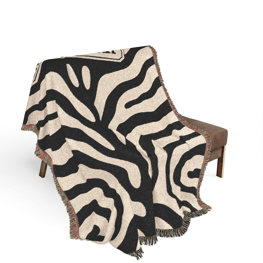 Personalized Zebra Print Woven Blanket | Custom Name Throw