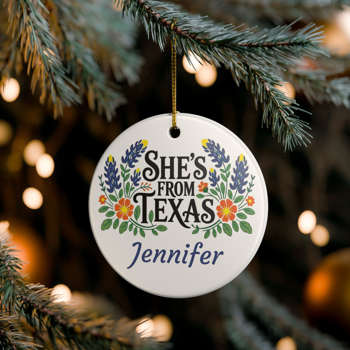 She's From Texas Ornament | Personalized Name & Year