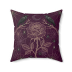 Gothic Spiderweb Rose Pillow | Burgundy Decorative Throw Pillow