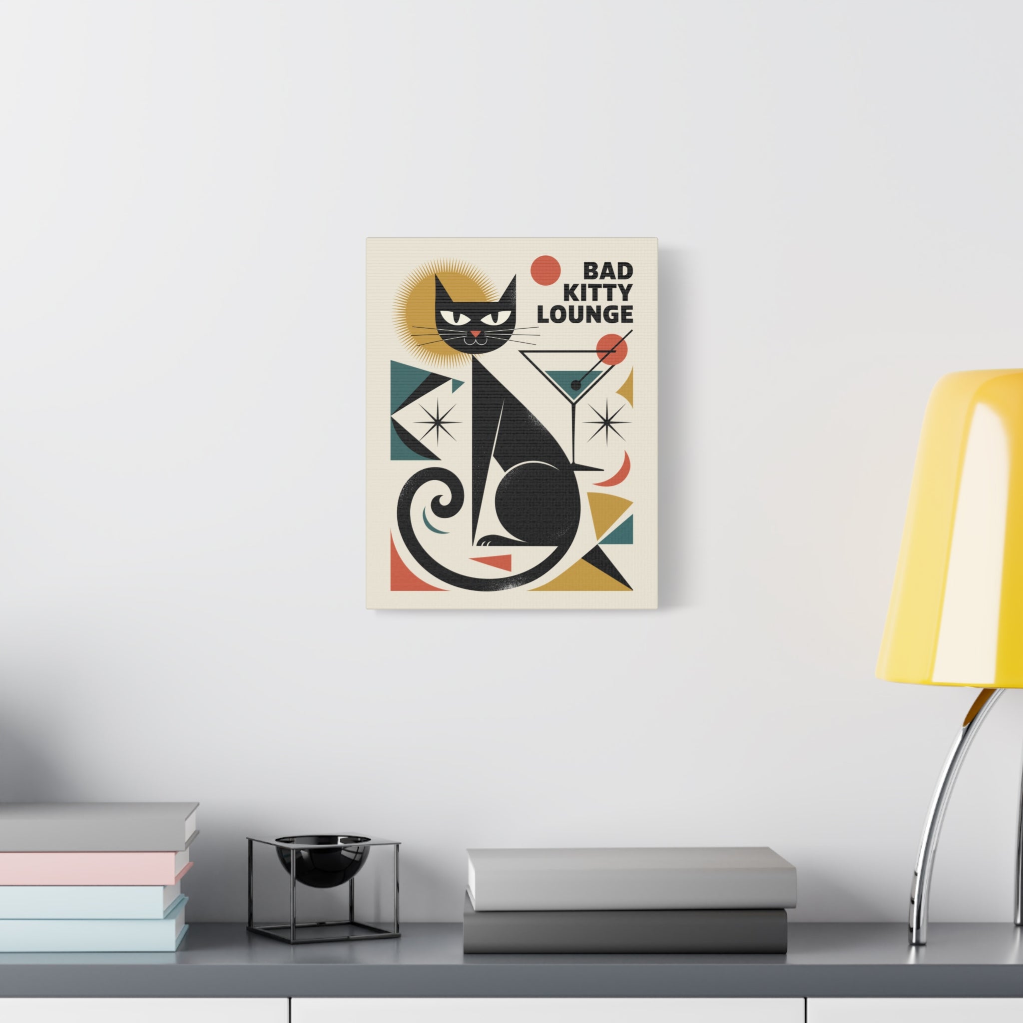 Art Deco Black Cat Martini Canvas | Bad Kitty