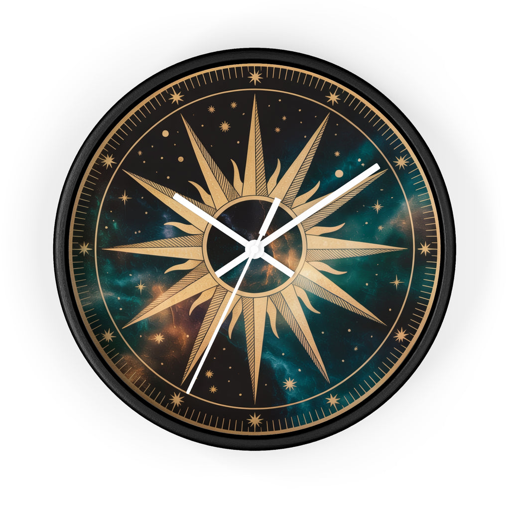 Gold Sunburst Celestial Wall Clock | Galaxy Vintage-Metallic