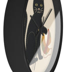 Black Cat Yarn Wall Clock, Modern Minimalist Cat Decor, Knitting & Crochet Lover Gift, Playful Nursery or Craft Room Clock