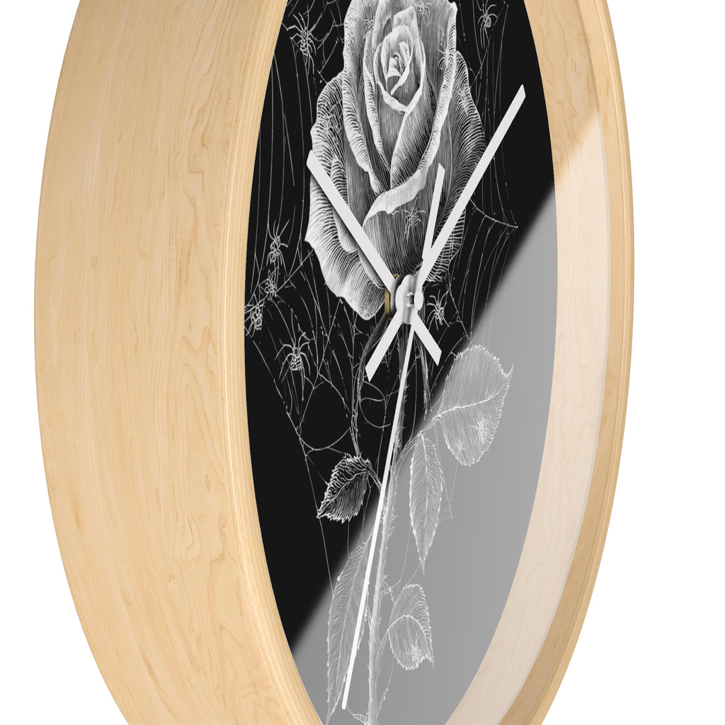 Gothic Rose Spiderweb Wall Clock | Victorian Dark Academia Decor