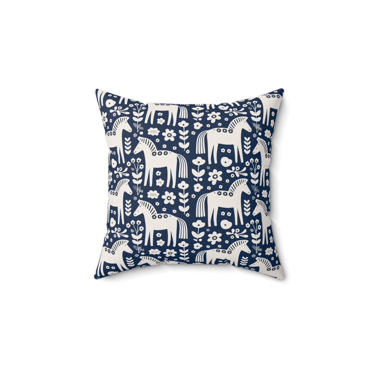 Scandinavian Folk Horses Throw Pillow | Square Pillow with insert