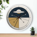 Geometric UFO Wall Clock | Navy Cream Space Age Decor