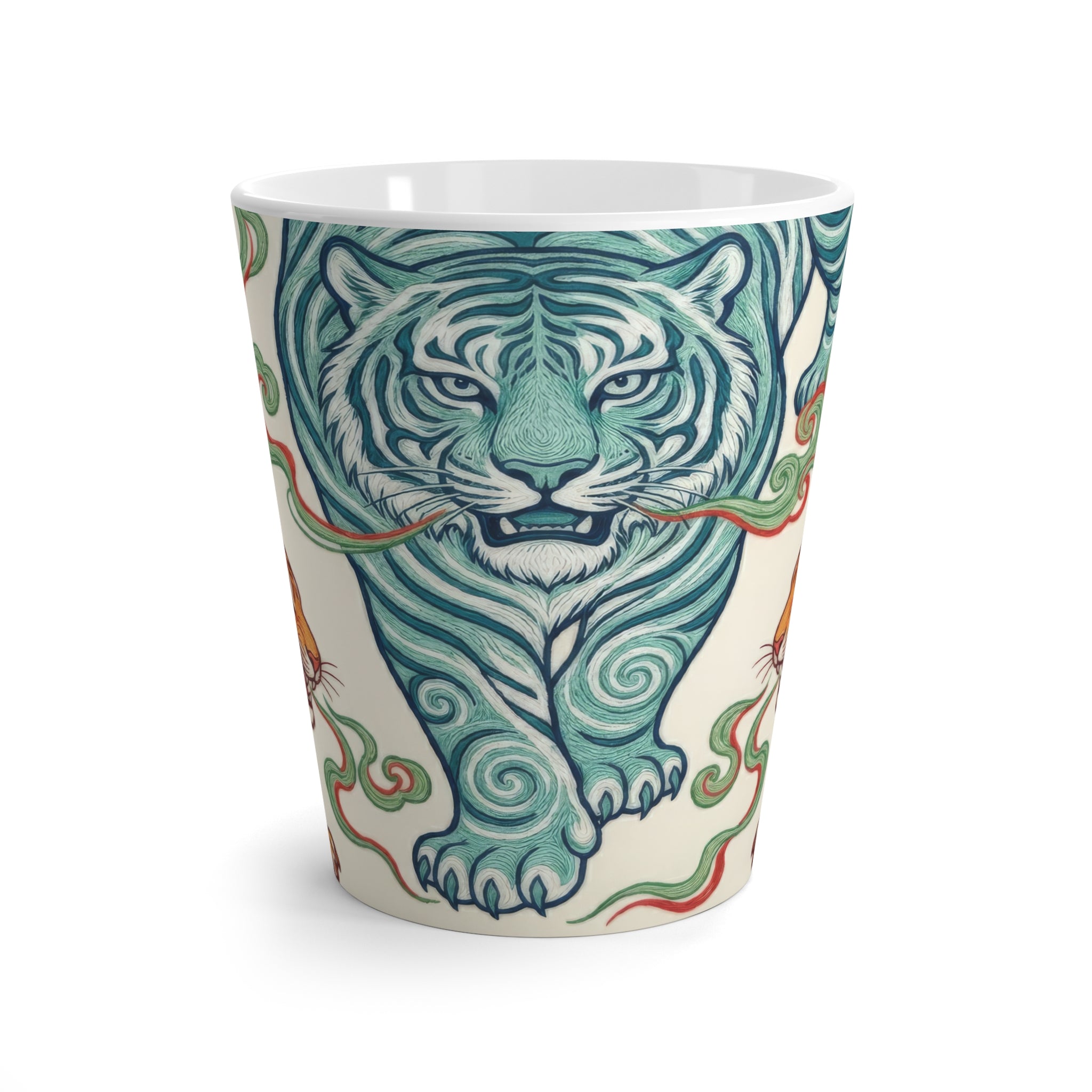 Chinoiserie Tiger Mug, Vintage Asian Inspired Coffee Mug, Bold Tiger Design Ceramic Mug