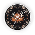 Autumn Pumpkin Wall Clock | Black Floral Fall Decor