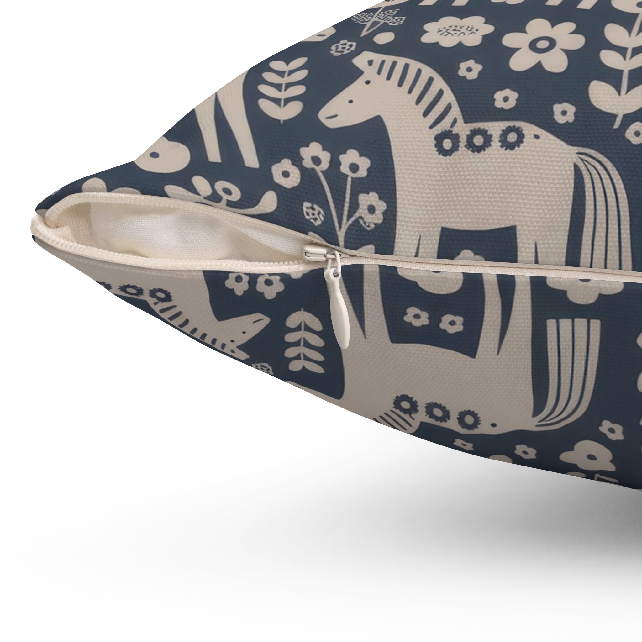Scandinavian Folk Horses Throw Pillow | Square Pillow with insert