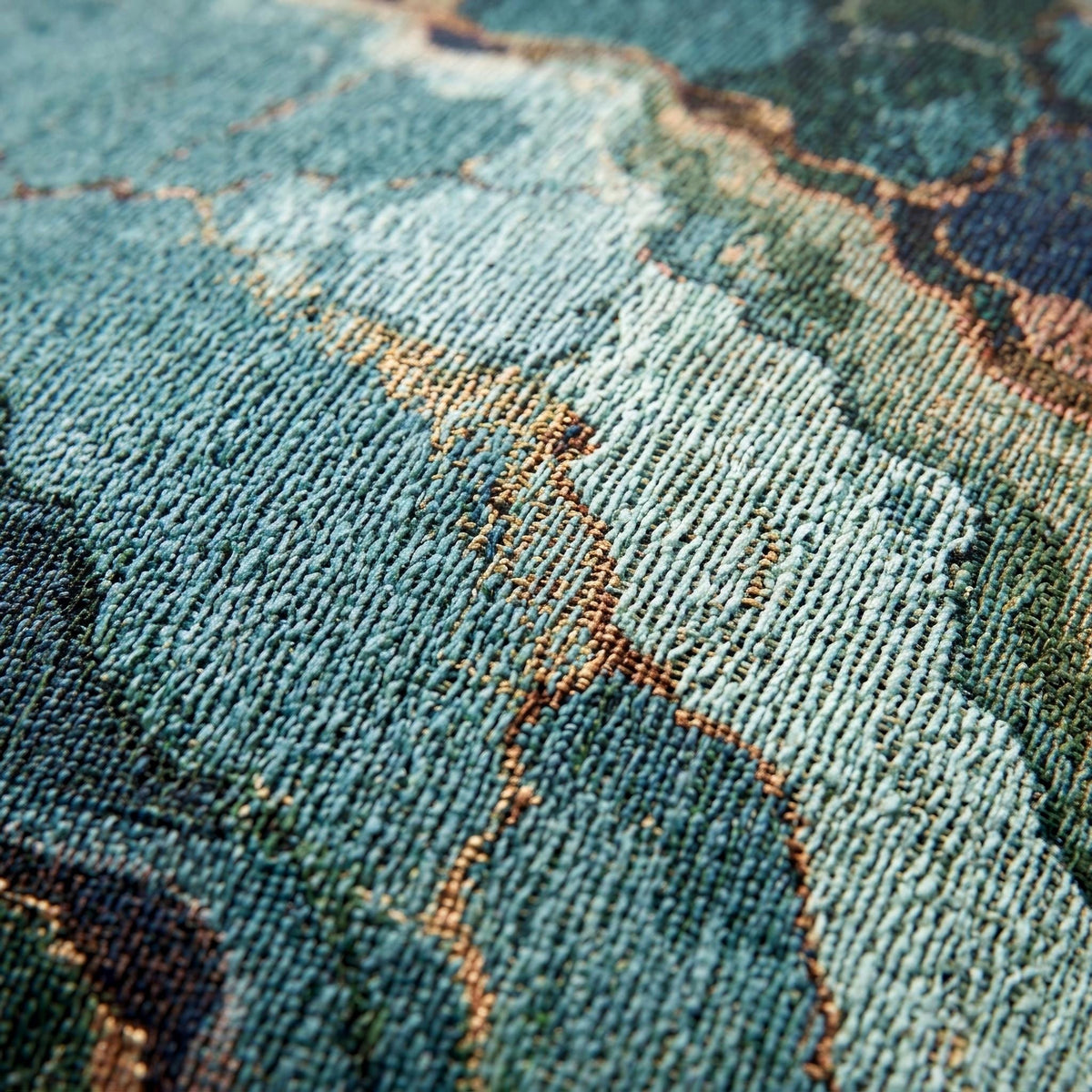 Teal Turquoise Agate Marble Woven Throw Pillow Abstract Gem Stone Veins Boho Accent Cushion Living Room