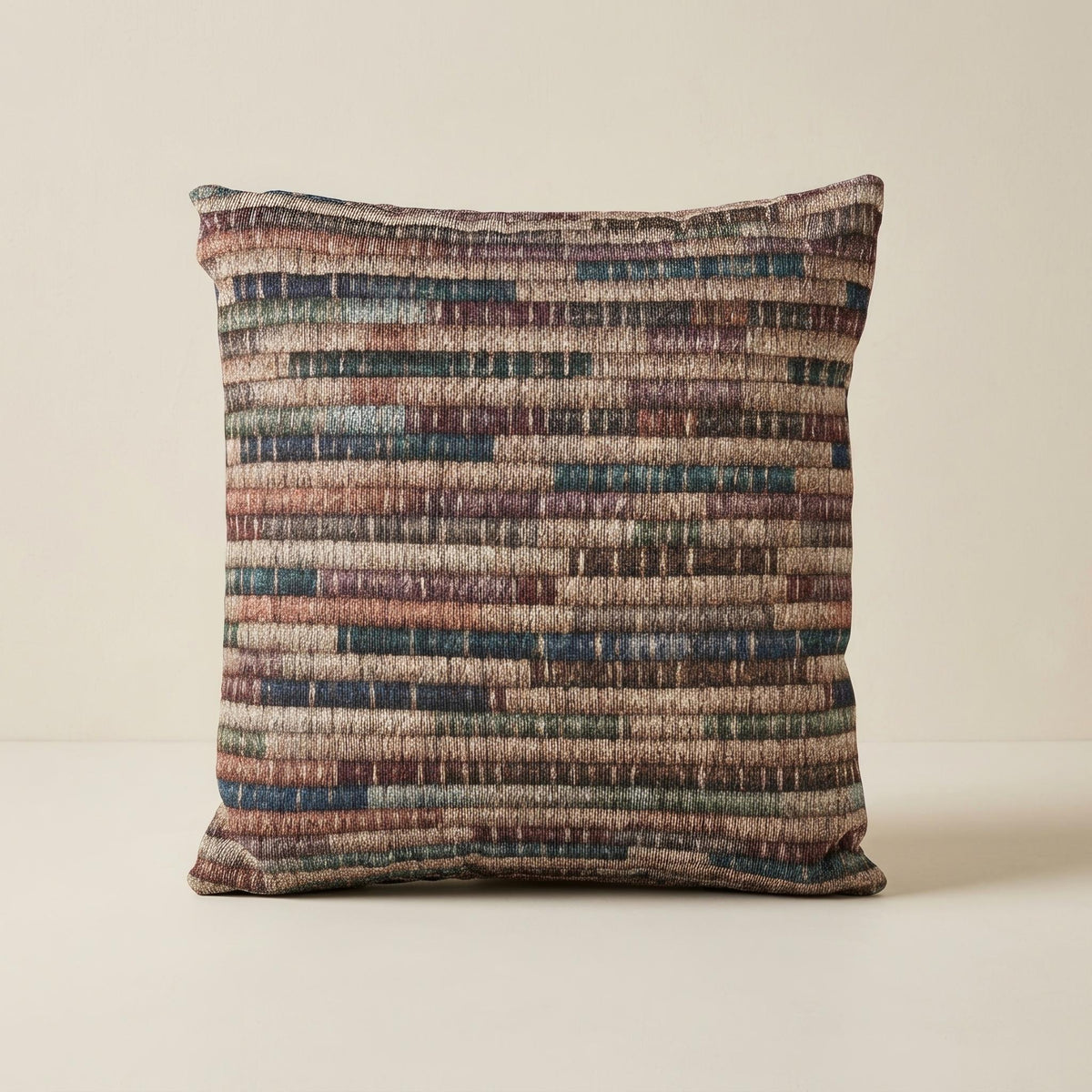 Woven Stripe Throw Pillow Jewel Tone Teal Blue Plum Rust Farmhouse Cushion Basket Weave Inspired Design Boho Living Room…