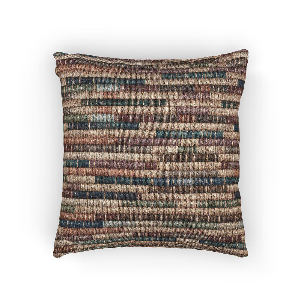Woven Stripe Throw Pillow Jewel Tone Teal Blue Plum Rust Farmhouse Cushion Basket Weave Inspired Design Boho Living Room…