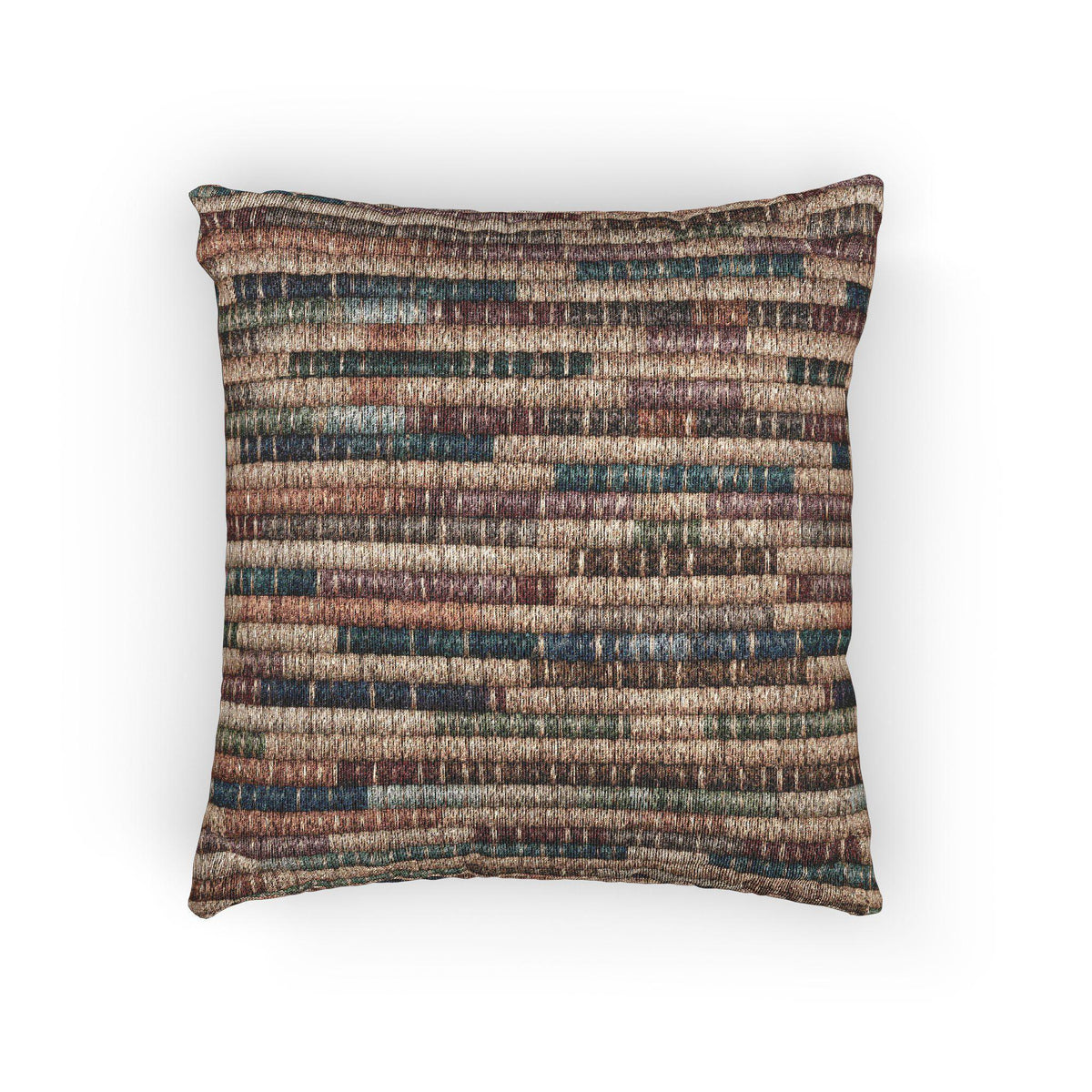 Woven Stripe Throw Pillow Jewel Tone Teal Blue Plum Rust Farmhouse Cushion Basket Weave Inspired Design Boho Living Room…