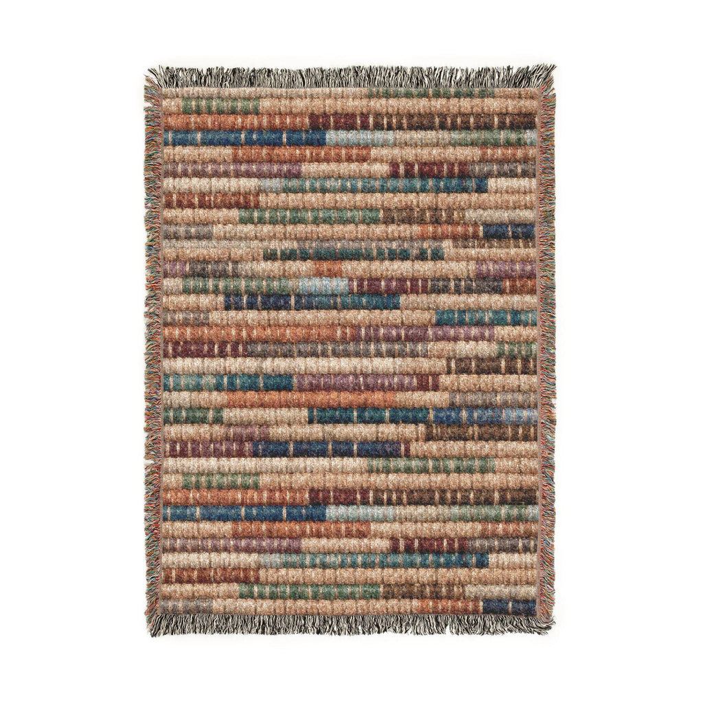 Jewel Tone Striped Woven Throw Blanket Teal Blue Rust Boho Farmhouse Basket Weave Inspired Sofa Accent