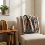 Jewel Tone Striped Woven Throw Blanket Teal Blue Rust Boho Farmhouse Basket Weave Inspired Sofa Accent
