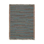Jewel Tone Striped Woven Throw Blanket Teal Blue Rust Boho Farmhouse Basket Weave Inspired Sofa Accent