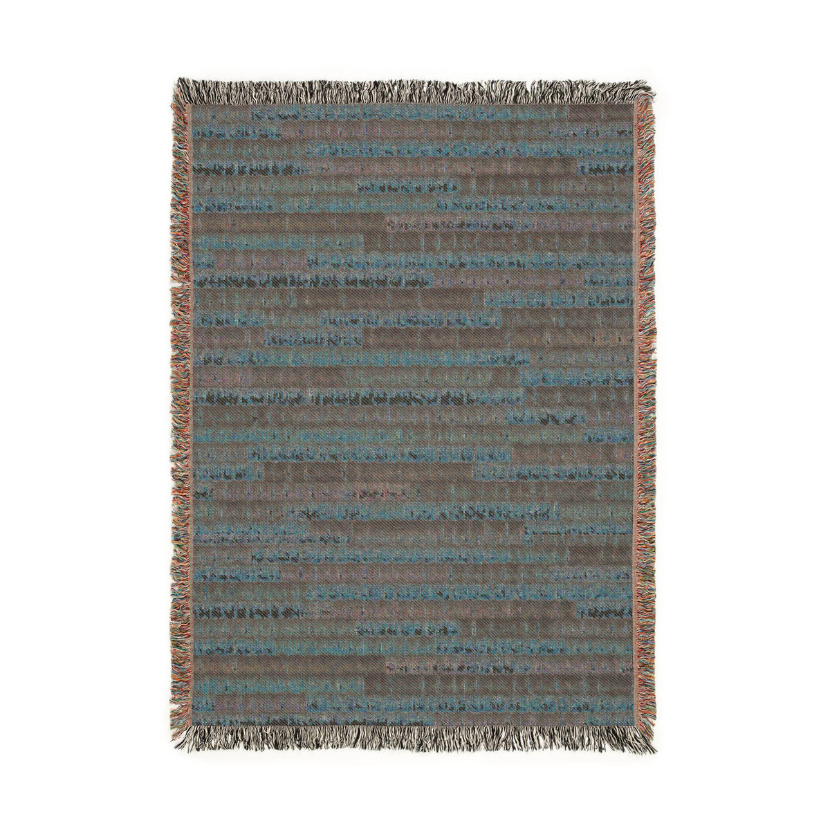 Jewel Tone Striped Woven Throw Blanket Teal Blue Rust Boho Farmhouse Basket Weave Inspired Sofa Accent