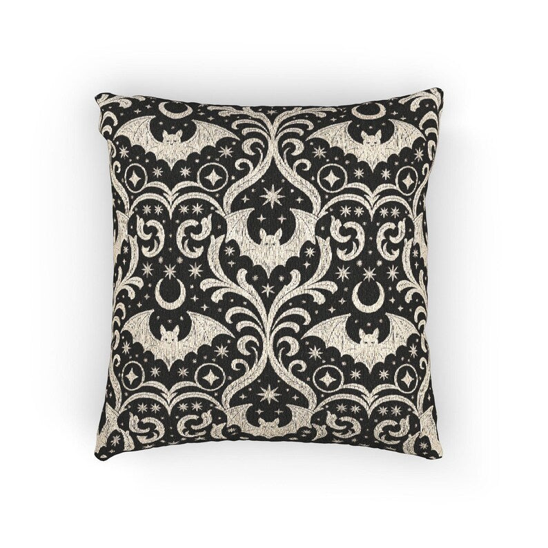 Gothic Bat Damask Woven Pillow product detail image