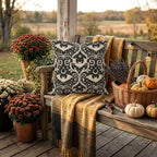 Gothic Bat Damask Woven Pillow product detail image