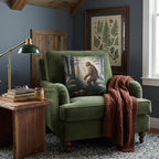 Bigfoot Woodland Scene Woven Pillow | Sasquatch Forest Tapestry Cushion