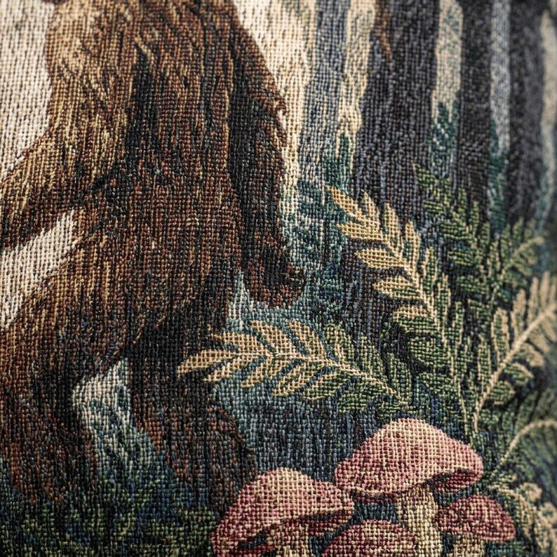 Bigfoot Woodland Scene Woven Pillow | Sasquatch Forest Tapestry Cushion