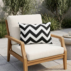 Black and white chevron outdoor pillow — view 1
